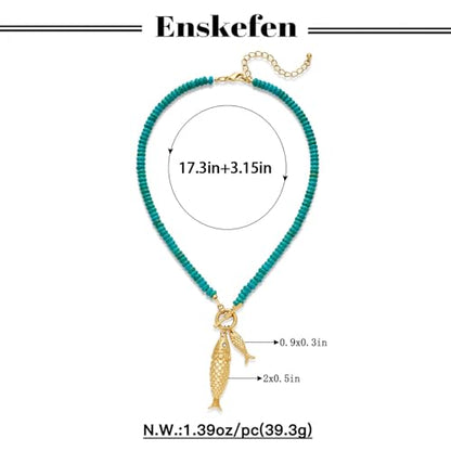Shell Necklaces for Women Trend Boho Scarf Necklaces Ocean Mermaid Conch Seashell Necklace Summer Gold Fish Necklace Fashion Beach Jewelry - color: Fish necklace