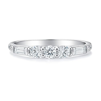 BERRICLE Sterling Silver CZ Art Deco Rings Half Eternity Ring for Women, Cubic Zirconia - style: Harmony Baguette Bliss