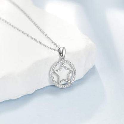 LUHE Star Moon Necklace for Women Sterling Silver Moon Pendant Necklace Star Jewelry Gifts for Women - style: silver star