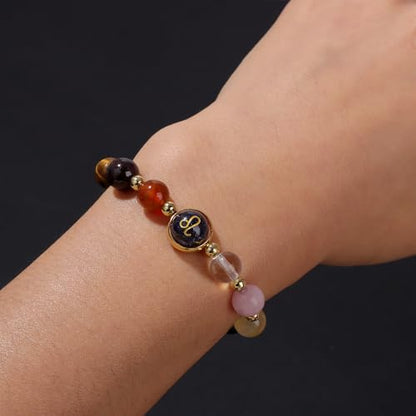 Zodiac Bracelets for Women 12 Constellations Healing Crystal Stone Beads Bracelet Birthday Zodiac Gifts Horoscope Spiritual Bracelet - color: Leo