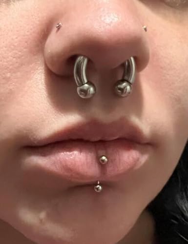 00G 0G 2G 4G 6G 8G 10G 12G 14G 16G Septum Rings Silver Black Surgical Steel Heavy Gauges Earrings Stretching kit Eyebrow Lip Septm Nose Rings Helix Tragus Daith Rook Earrings Hoops 10mm-19mm - color: Silver, size: 8G(3.0mm)-Inner Dia:14mm