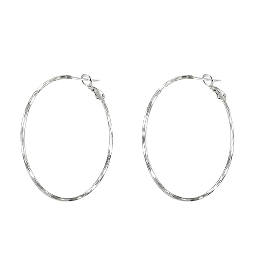 Hoop Earrings for Women, Hypoallergenic Stainless Steel Lightweight Thin Large Big Hoops Earrings Set for Women, Non Tarnish for Jewelry Gift 40MM - color: Silver-60mm