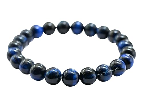 Amazing Gemstone Blue Cats Eye Crystal Bracelet for Women Men's Gifts - Protection Healing Crystal Bracelet - 8mm Gemstone Beaded Stretchable Bracelet Pulseras Para Hombres Mujer Stocking Stuffers Mothers Day Gift - color: Blue Cat's Eye