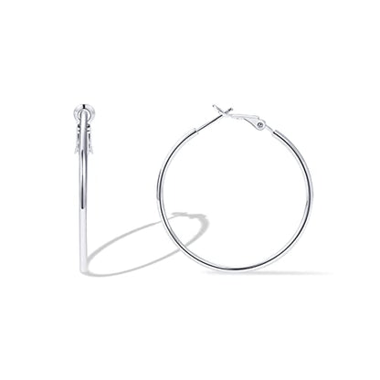 PAVOI Gold Hoop Earrings for Women, 14K Gold Plated Paddle-Back Hoops | Large Hoop Earrings, Lightweight Hoops, Gold Hoops, 925 Sterling Silver Posts - style: 40 Millimeters