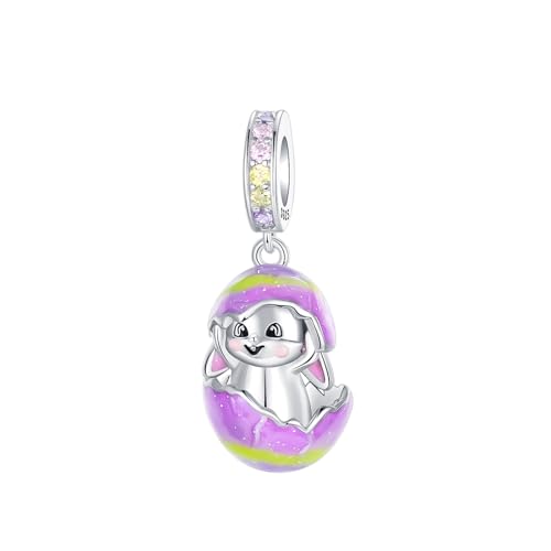 LUXILLA Charms for Bracelets & Necklace 925 Sterling Silver Charms Elephant Happy Birthday Charm Fit for Valentine's Day Mother's Day Jewelry Gift for Women - color: Bunny Easter Egg Charm