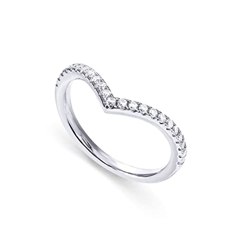 PAVOI 14K Gold Plated Sparkling Cubic Zirconia Wishbone 'V' Ring for Women - color: White Gold