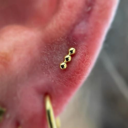 1PC ASTM F136 Titanium Mini Threadless Flat Back Stud 18G 6mm 8mm for Conch Helix Flat Tragus Labret - color: Linear Cluster - Gold
