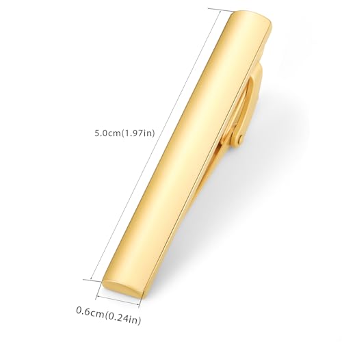 HONEY BEAR 5cm/5.4cm/6cm Mens Tie Clip Bar for Normal Size Steel Business Wedding Gift 1.97"/2.12"/2.36" - style: 5cm Matte Gold Polished