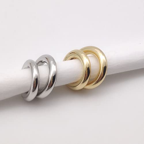 Ear Cuffs Non Piercing Aretes De Mujer Gold Chunky Earrings for Women Clip On Earrings Non Tarnish Gold Earrings Gifts Trendy Stuffers - color: 4PCS Silver Gold Huggie Ear Cuff