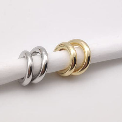 Ear Cuffs Non Piercing Aretes De Mujer Gold Chunky Earrings for Women Clip On Earrings Non Tarnish Gold Earrings Gifts Trendy Stuffers - color: 4PCS Silver Gold Huggie Ear Cuff