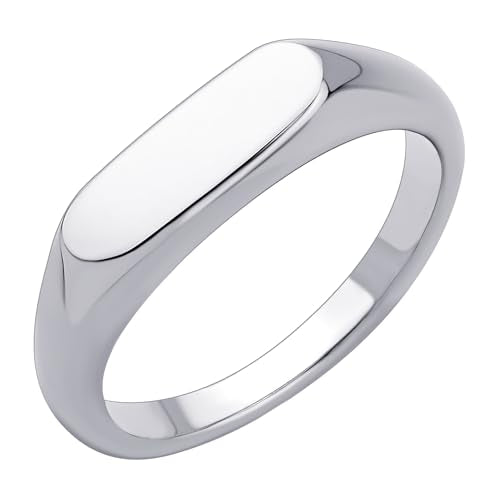 555Jewelry Stainless Steel Solid Plain High Polish Round Signet Ring for Men - color: Oval Silver