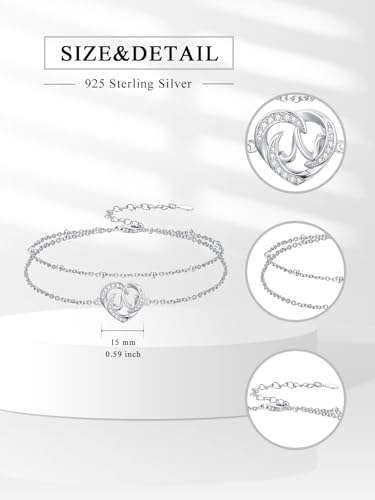 Dorunmo Initial Anklet 925 Sterling Silver Letter A-Z Layered Heart Anklet Beach Jewelry Birthday Gifts for Women - color: N