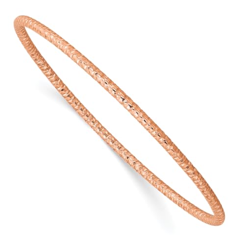 Chisel Polished & Textured Slip-On Bangle in Rose-Tone Stainless Steel, 2mm