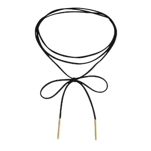 Coiris 6 Pcs Bow Choker Necklace for Women Velvet Gothic Punk Tie Choker Sexy Long Wrap Rope Collar - color: Black