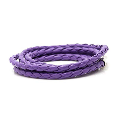 Xusamss Fashion Alloy Buckle Multilayer Leather Wrap Cuff Bracelet,7.5inches - color: Purple
