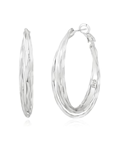 Gold Hoop Earrings for Women Hypoallergenic Lightweight Twisted Hoops Earrings Trendy Chunky Large Big Mobius Gold Earrings 30/40/50MM - color: 50MM Sillver