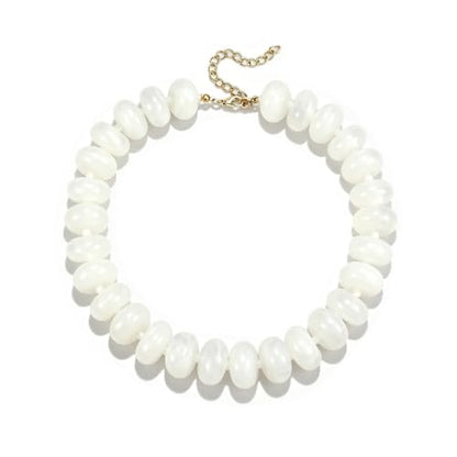 CSIYANJRY99 Chunky Beaded Necklace for Women, Large Colorful Resin Beads Statement Necklace, Boho Summer Beach Vacation Jewelry Gifts - color: White