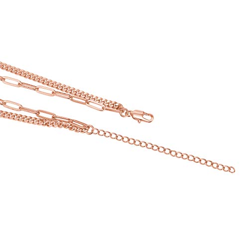 PAVOI 14K Gold Plated Dainty Layering Necklaces for Women | Snake Chain, Curb Link, Paperclip Layered Chains | Trendy Layering Necklace - style: Lock