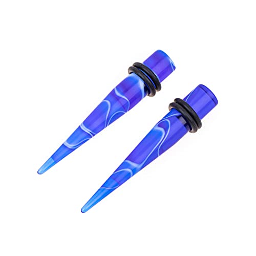 50 PCS Ear Stretching Kit 14Gauges-00Gauges Earring Marble Acrylic Taper Piercing Jewlery Sets - color: Dark Blue