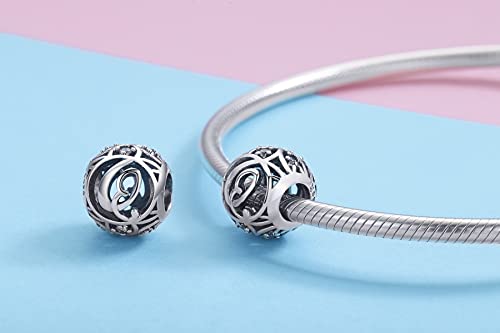 Letter Charms 925 Sterling Silver Initial A-Z Bead Charms | For Bracelets Necklaces, Hypoallergenic,Cubic Zirconia Alphabet Beads, Personalized Gifts for Women - color: Q