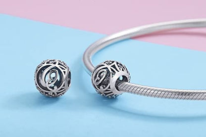Letter Charms 925 Sterling Silver Initial A-Z Bead Charms | For Bracelets Necklaces, Hypoallergenic,Cubic Zirconia Alphabet Beads, Personalized Gifts for Women - color: Q