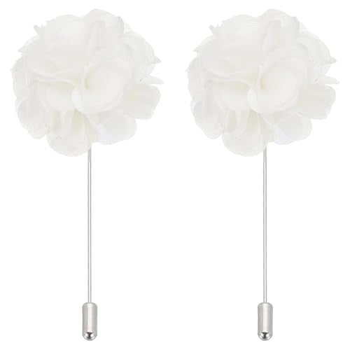 PATIKIL Flower Boutonnieres Pin, Lapel Pin for Men Camellia Flower for Suit Wedding Graduation Anniversary Graduation Outfit Accessories - color: White