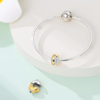 Charm for Bracelets and Necklaces Heart Cat Flower Boy 925 Sterling Silver Bead Birthday Jewelry Gift for Women - color: Gold Clip Charm