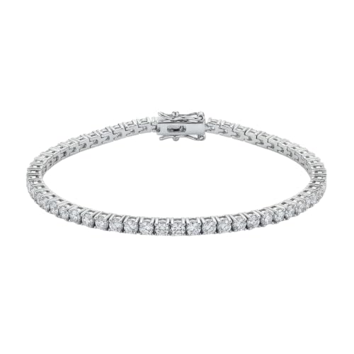 Tennis Bracelet for Women, Cubic Zirconia, Gold or Rhodium, 1.5-3mm | 18K Gold-Plated or Rhodium-Plated Brass, Cubic Zirconia, 1.5-3mm Widths, 6.5-7.5 in, Fade-Resistant, Jewelry Gift Box Ready - color: 1.5MM | Rhodium-Plated | 6.5 in