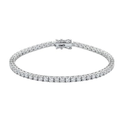 Tennis Bracelet for Women, Cubic Zirconia, Gold or Rhodium, 1.5-3mm | 18K Gold-Plated or Rhodium-Plated Brass, Cubic Zirconia, 1.5-3mm Widths, 6.5-7.5 in, Fade-Resistant, Jewelry Gift Box Ready - color: 1.5MM | Rhodium-Plated | 6.5 in
