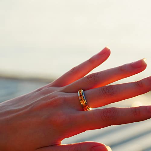 Muses Art Design Fidget Rings, Anxiety Rings, Spinner Rings, Band Rings with Birthstone, Stainless Steel, Women and Men, Meditation Rings, Thumb Rings, Stress Relieving and Anxiety Reducing - color: October - Tourmaline
