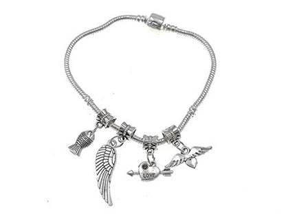 Alloy Dangle Spacer Beads Bails Connector with Multistyle Pendant Charm Dangler for DIY Bracelet Necklace Jewelry Making Accessaries(40pcs,Tibetan Silver Tone) - color: Tibetan Silver Tone