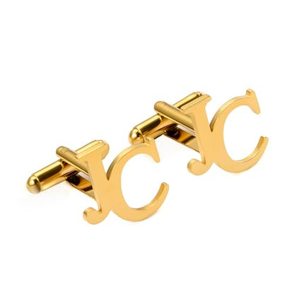 Custom Name Initial cufflinks for men,Personalize Stainless Steel Gold Alphabet cufflinks,Gift for Wedding,fathers day gift