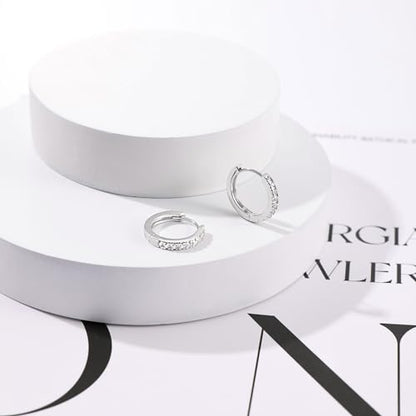 micuco 3 Pairs Small Hoop Earrings Tiny Cartilage Earrings for Women Men | Cubic Zirconia Earrings Huggie Hoop Ear Piercing Earrings for 8mm 10mm 12mm - color: 18# Silver 12mm