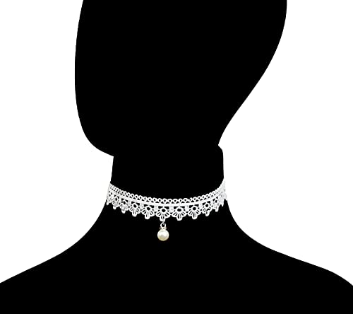 LINKY 10pcs White Lace Choker Necklace Women Jewelry Set - color: White