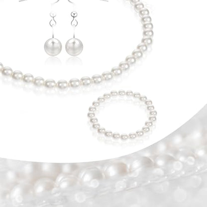 Giantree 3Pcs Pearl Set Jewelry for Women, Pearl Necklace Earring Set Gifts for Grandma for Wedding Birthday (Earring Hook) - color: Style A