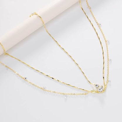 STONEFANS Rhinestone Head Chain Gold Bride Headpiece Wedding Headbands Chain Layered Festival Prom Hair Accessories for Women And Girls (Gold) - color: Gold