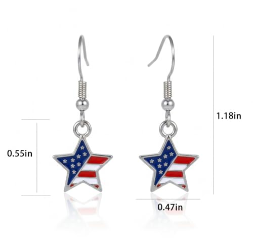 4th of July Earrings,Patriotic Dangle Stud for Women, Fourth of July Jewelry for Veterans Day - color: E