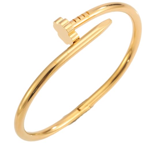 Adjustable Nail Bracelet for Women – Stainless Steel Cuff with Eight-Leaf Flower Detail, On-Trend Statement Jewelry