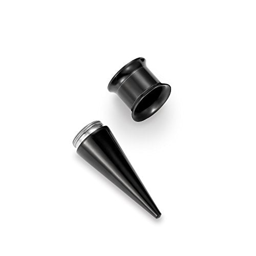 vcmart 14G-00G 36 pcs Ear Gauges Stretching Kit Tapers Plugs Eyelets Implant Grade Steel - color: Style Black