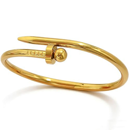 Bangle Bracelet Set for Women Stackable No Tarnish 18K Gold Plated Stainless Steel Dainty Gold Bangle Bracelets - color: Style 5