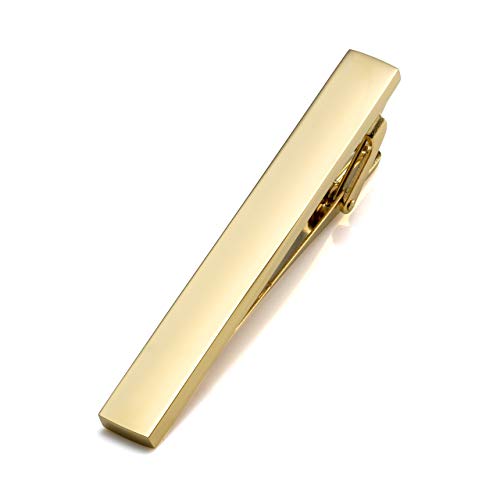 Jovivi Personalized Custom Tie Clip Bar for Men Engraved Tie Clips Pin, Groomsmen Mans Fathers Day Wedding Gift - color: A: Non-Engraving(Gold)