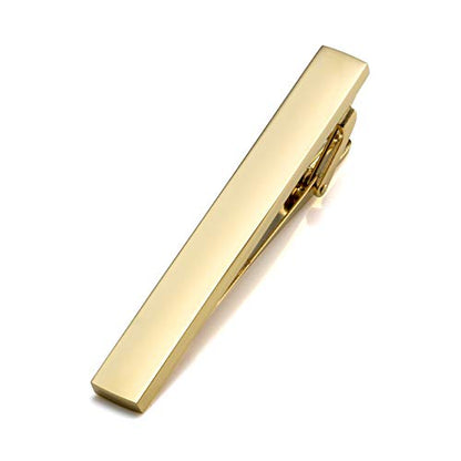 Jovivi Personalized Custom Tie Clip Bar for Men Engraved Tie Clips Pin, Groomsmen Mans Fathers Day Wedding Gift - color: A: Non-Engraving(Gold)