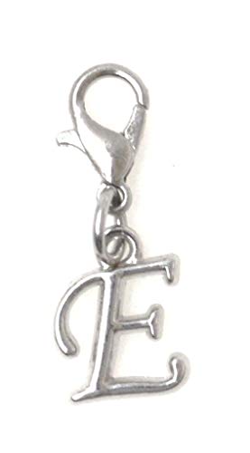 Initial Italic Cursive Stainless Steel Clasp Clip on Charm Graduation Cap Tassel Event Party Invitation Card Baby Shower Birthday Thank You Celebration Personalized Congratulations Choice of 26 Letters - style: Letter E