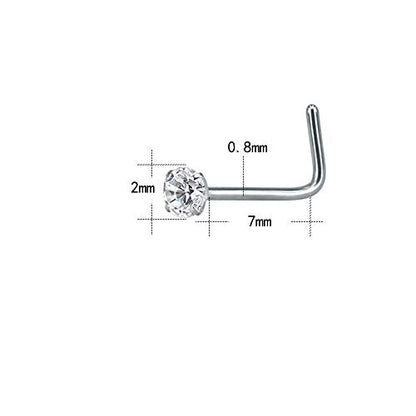 ZS 6-14PCS 20g Tiny Nose Stud Ring Piercing Surgical Steel Nose Bone/L Shaped/Nose Screws Rings Set - color: B:10pcs L Shaped Style(White)