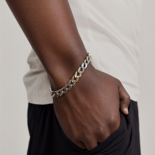 Stainless Steel Mens Cuban Link Chain, Miami Cuban Chain Bracelets for Men, 8mm Wide 7.5 8 8.5 9Inch Hip Hop Mens Bracelets,Gift for Father Husband Son men chain - style: 8mm-Length 7.5 Inches （men's small size）