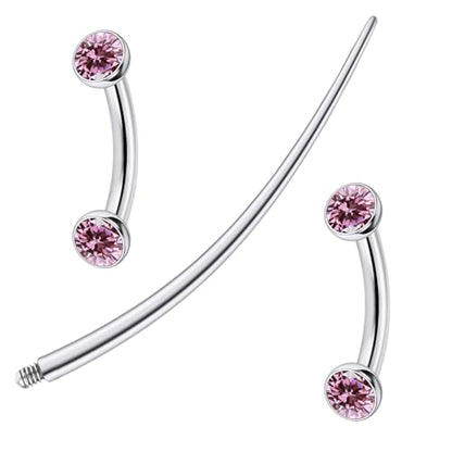 F136 Titanium 16g 6/8/10mm Eyebrow/Rook/Snug/Vertical-Labret/VCH/Snake-Eyes/Anti-Tragus/Christina/Daith/Belly-Button/Bridge/Hood/Surface Curved Barbell Piercing Jewelry for Women Men - color: Pink, size: 6 mm (1/4 in)