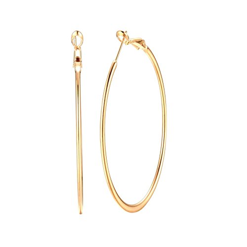 90mm Gold-tone Fashion Extra Large Big Hoop Earrings for Women Sensitive Ears Dainty Stainless Steel Round Circle Huggie Hoops Hypoallergenic Minimalist Hooped 3.5 Inch Jewelry