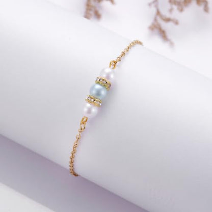 Ralukiia Something Blue Anklet for Bride, Walk Down the Aisle Anklet, Wedding Day Foot Jewelry, Something Blue Wedding Gifts for Bride, Bridal Ankle Bracelet, Bridal Shower Gift - color: Our Daughter Gold
