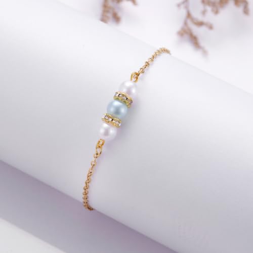 Ralukiia Something Blue Anklet for Bride, Walk Down the Aisle Anklet, Wedding Day Foot Jewelry, Something Blue Wedding Gifts for Bride, Bridal Ankle Bracelet, Bridal Shower Gift - color: Daughter in Law Gold