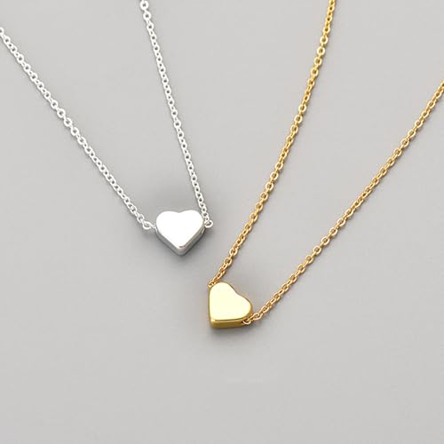 Zeffy Dainty Gold Heart Necklace for Women Trendy 14K Gold/Silver Plate Cute Heart Pendant Choker Necklaces Gold Love Heart Chain Necklace for Women Dainty Gold Jewelry Gifts for Women - style: Tiny Heart Necklace-Gold